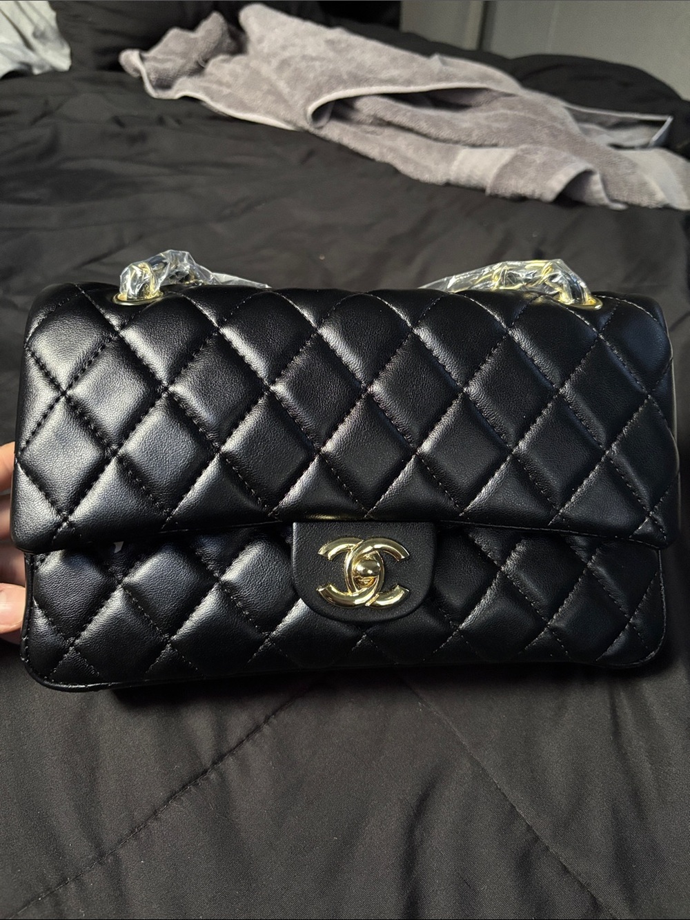 CHANEL Black Quilted Shoulder Bag with Gold Hardware - Picture 1 of 3